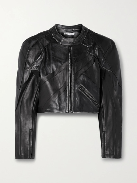  Acne Studios Acne Studios - Paneled Distressed Leather Jacket - Black 