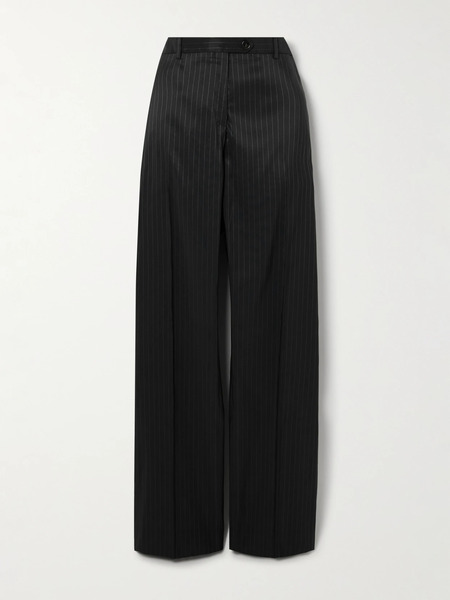  Acne Studios Acne Studios - Pinstriped Taffeta Straight-leg Pants - Black 
