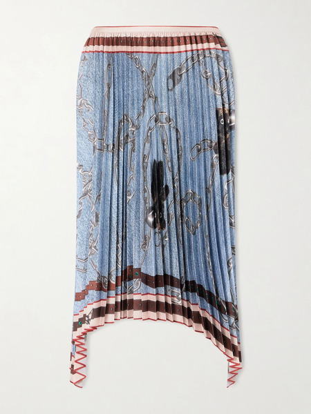  Acne Studios Acne Studios - Pleated Printed Satin Midi Skirt - Blue 