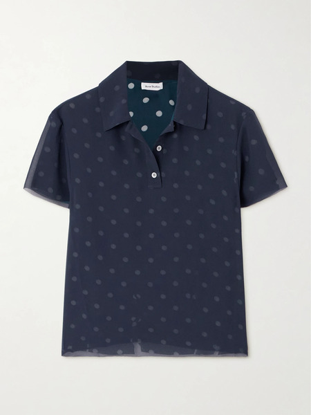  Acne Studios Acne Studios - Polka-dot Crepe Polo Shirt - Blue 