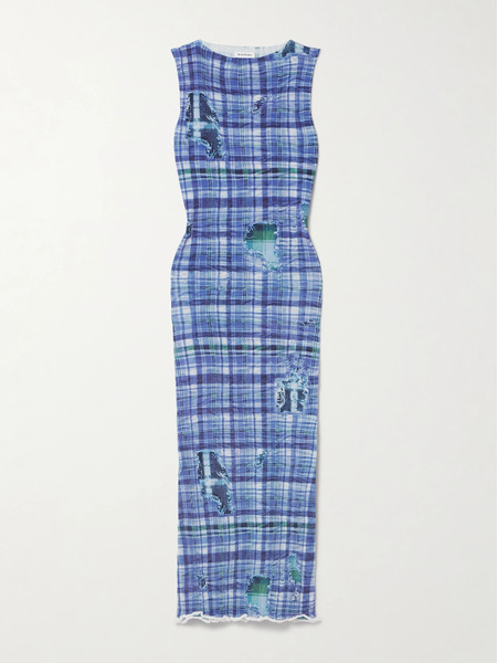  Acne Studios Acne Studios - Printed Ribbed Stretch-knit Midi Dress - Blue 