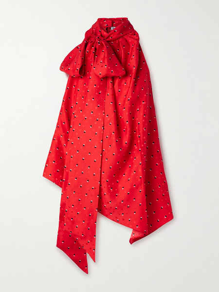  Acne Studios Acne Studios - Scarf-detailed Printed Silk-jacquard Top - Red 
