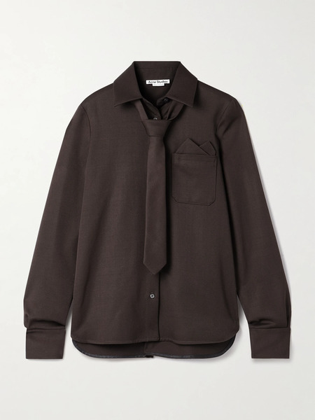  Acne Studios Acne Studios - Tie-detailed Wool-twill Shirt - Brown 