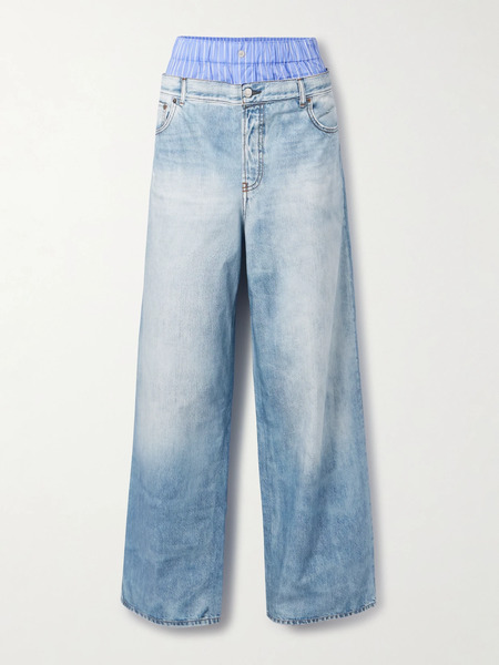  Acne Studios Acne Studios - Trompe L'oeil Printed Cotton-poplin Wide-leg Pants - Light Denim 