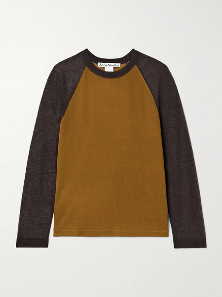  Acne Studios Acne Studios - Two-tone Lyocell And Wool-blend T-shirt - Camel 