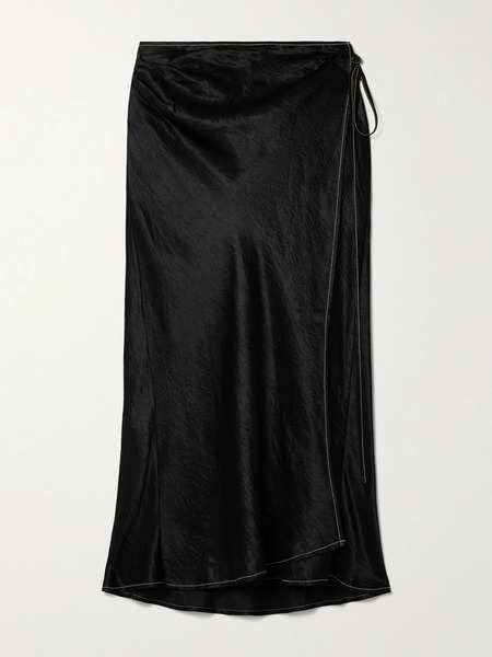  Acne Studios Acne Studios - Wrap-effect Crinkled-satin Midi Skirt - Black 