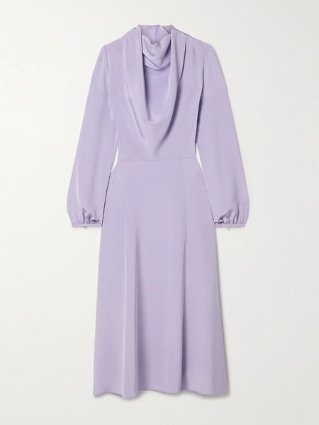  Adam Lippes Adam Lippes - Blythe Draped Silk-crepe Midi Dress - Lilac 