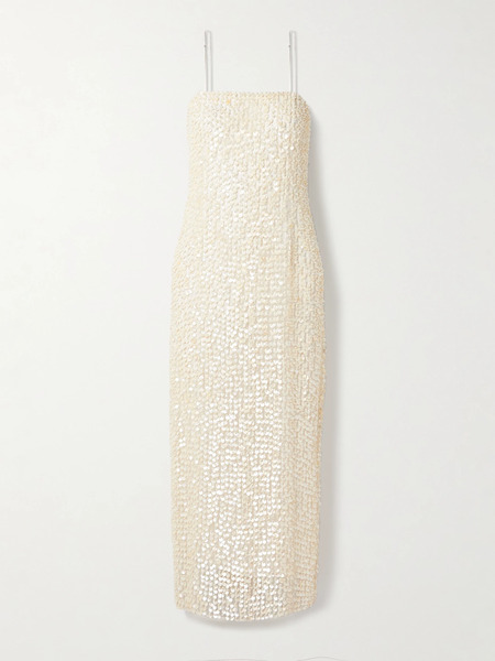  Adam Lippes Adam Lippes - Brie Embellished Silk-organza Midi Dress - Ivory 