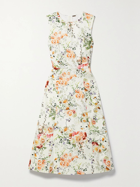 Adam Lippes Adam Lippes - Eloise Floral-print Cotton-blend Twill Midi Dress - White 