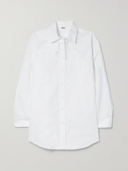  Adam Lippes Adam Lippes - Embroidered Crochet-trimmed Cotton-poplin Shirt - White 
