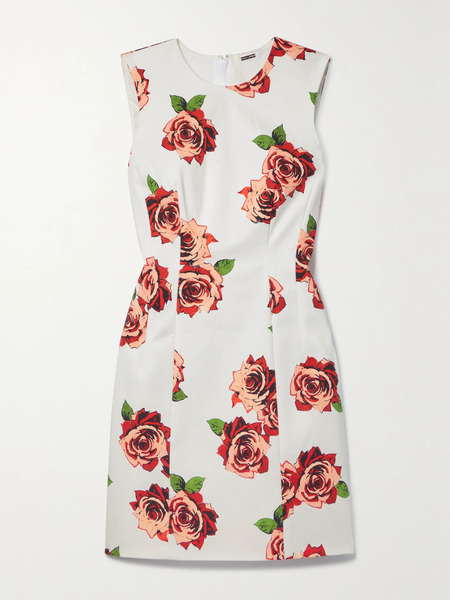  Adam Lippes Adam Lippes - Floral-print Cotton-blend Twill Mini Dress - White 