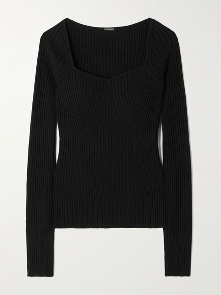  Adam Lippes Adam Lippes - Florentine Ribbed Silk And Cashmere-blend Top - Black 