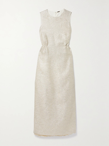  Adam Lippes Adam Lippes - Fringed Metallic Tweed Maxi Dress - Us4 