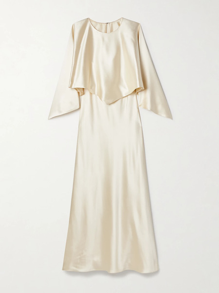  Adam Lippes Adam Lippes - Larys Layered Asymmetric Cape-effect Silk-charmeuse Maxi Dress - Cream 