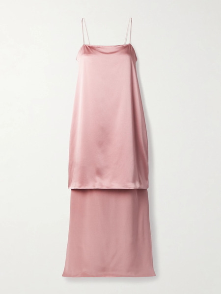  Adam Lippes Adam Lippes - Layered Silk-crepe And Satin Midi Dress - Pink 