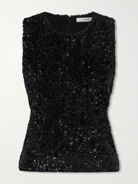  Adam Lippes Adam Lippes - Sequined Knitted Tank - Black 