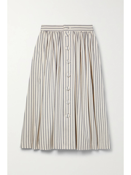  Adam Lippes Adam Lippes - Striped Cotton-twill Midi Skirt - Indigo 