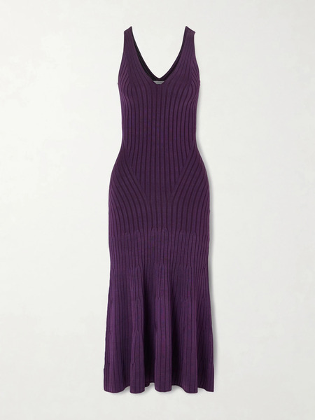  Adam Lippes Adam Lippes - Twyla Ribbed-knit Midi Dress - Burgundy 