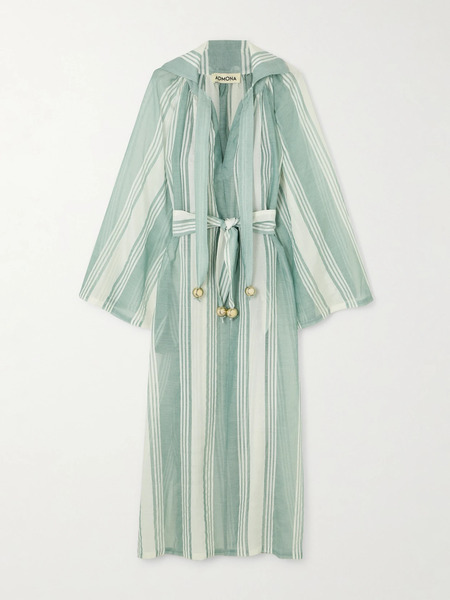  Admona Admona - Nasrin Embellished Striped Gauze Maxi Dress - Green 