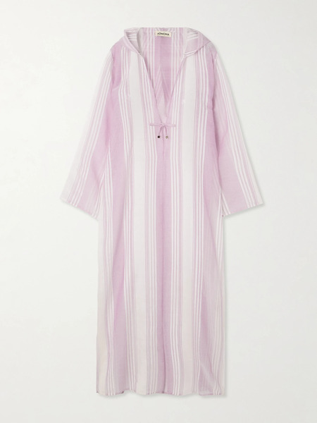  Admona Admona - Ruhi Hooded Embellished Striped Gauze Coverup - Baby Pink 
