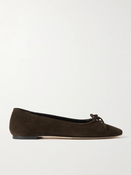  Aeyde Aeyde - Delfina Bow-detailed Suede Ballet Flats - Brown 