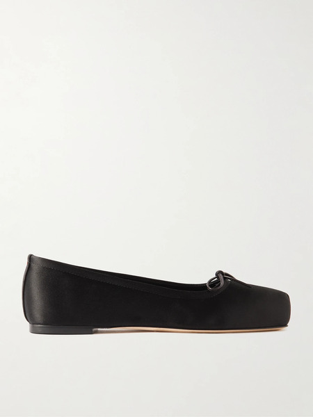  Aeyde Aeyde - Gabriella Satin Ballet Flats - Black 