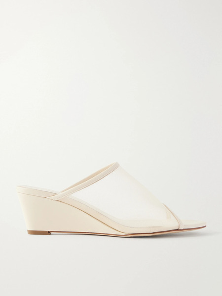  Aeyde Aeyde - Suzanne Leather-trimmed Mesh Sandals - Off-white 