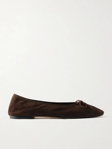  Aeyde Aeyde - Tiby Bow-detailed Suede Ballet Flats - Chocolate 