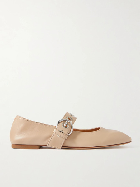  Aeyde Aeyde - Uma Eyelet-embellished Leather Mary Jane Ballet Flats - Sand 