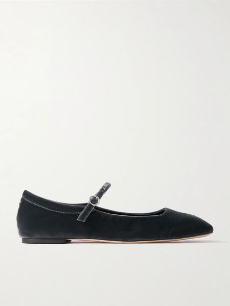  Aeyde Aeyde - Uma Velvet Mary Jane Ballet Flats - Dark Gray 