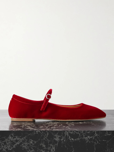  Aeyde Aeyde - Uma Velvet Mary Jane Ballet Flats - Red 