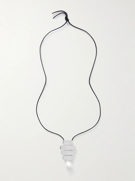  Agmes Agmes - Baroque Ilona Recycled Sterling Silver, Suede And Pearl Necklace - One Size 
