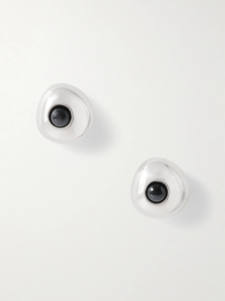  Agmes Agmes - Large Doughnut Recycled Sterling Silver Onyx Earrings - One Size 
