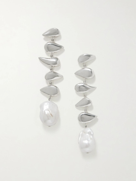  Agmes Agmes - Long Flora Sterling Silver Pearl Earrings - One Size 