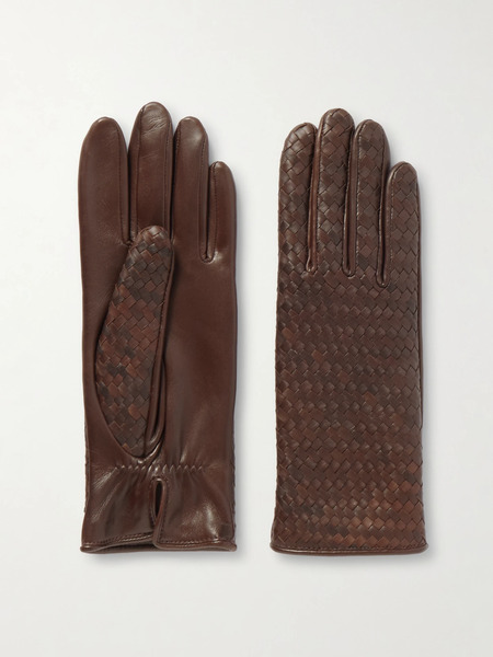  Agnelle Agnelle - Stanilas Woven Leather Gloves - Brown 