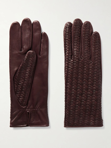  Agnelle Agnelle - Stanilas Woven Leather Gloves - Burgundy 
