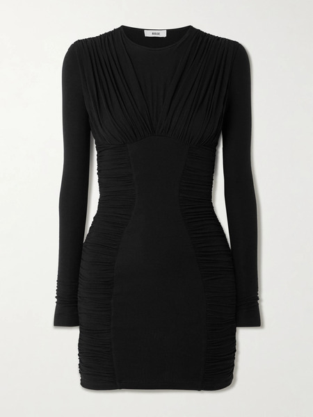  Agolde Agolde - Abbi Ruched Stretch-lyocell Mini Dress - Black 