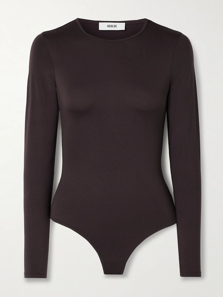  Agolde Agolde - Aura Stretch-jersey Thong Bodysuit - Chocolate 