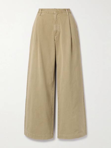  Agolde Agolde - Daryl Pleated Cotton-twill Wide-leg Pants - Beige 
