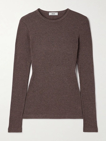  Agolde Agolde - Delphi Ribbed Jersey Top - Brown 