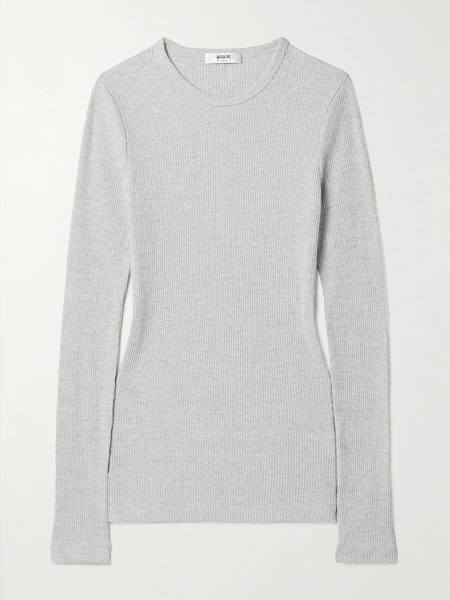  Agolde Agolde - Delphi Ribbed Jersey Top - Light Gray 