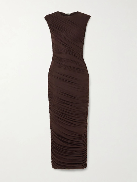  Agolde Agolde - Ester Ruched Lyocell-blend Maxi Dress - Burgundy 