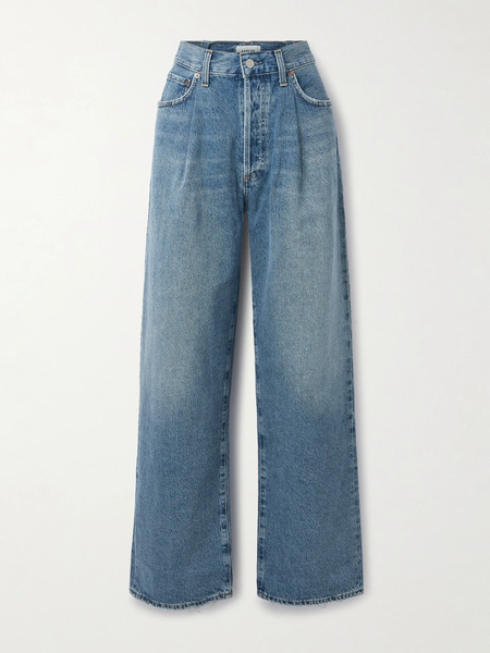  Agolde Agolde - Franka Pleated High-rise Wide-leg Jeans - Mid Denim 