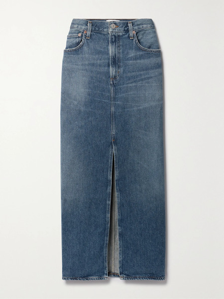  Agolde Agolde - Leif Denim Midi Skirt - Mid Denim 