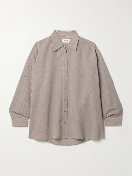  Agolde Agolde - Roux Striped Woven Shirt - Taupe 
