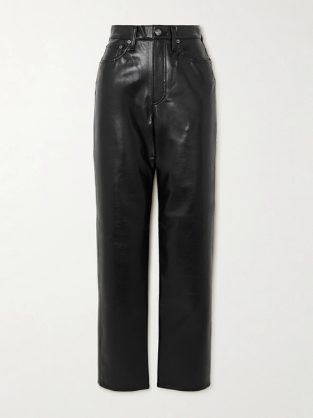  Agolde Agolde - 90s Pinch Waist Long Recycled Leather-blend Straight-leg Pants - 32 