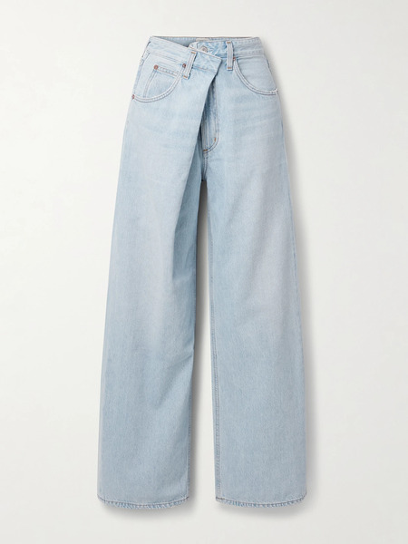 Agolde Agolde - Vana Draped Low-rise Wide-leg Jeans - Light Denim 
