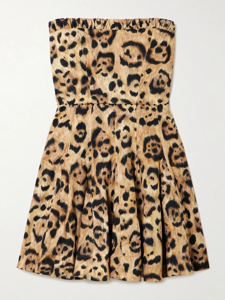  Agua By Agua Bendita Agua By Agua Bendita - Caudal Strapless Embellished Leopard-print Cotton-blend Mini Dress - Leopard Print 