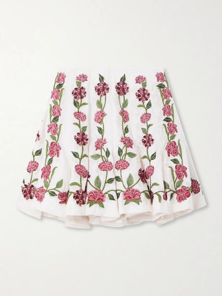  Agua By Agua Bendita Agua By Agua Bendita - Cerezo Appliquéd Embroidered Linen Mini Skirt - Multi 