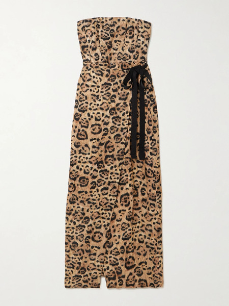  Agua By Agua Bendita Agua By Agua Bendita - Cinéfila Strapless Wrap-effect Leopard-print Jersey Midi Dress - Leopard Print 